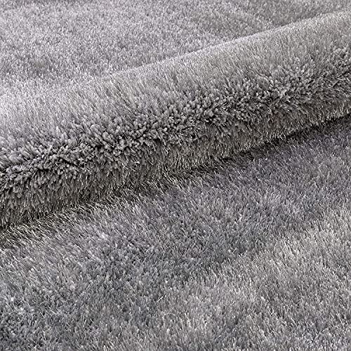 Image of Carpet for Living Room, 12x12 (Square) Feet Silver Grey Solid Plain Modern Polyster Luster Shaggy Ultra Thick and Pluffy Soft Shag Area Rug for Your Bedroom, Kid Room, Office and Home