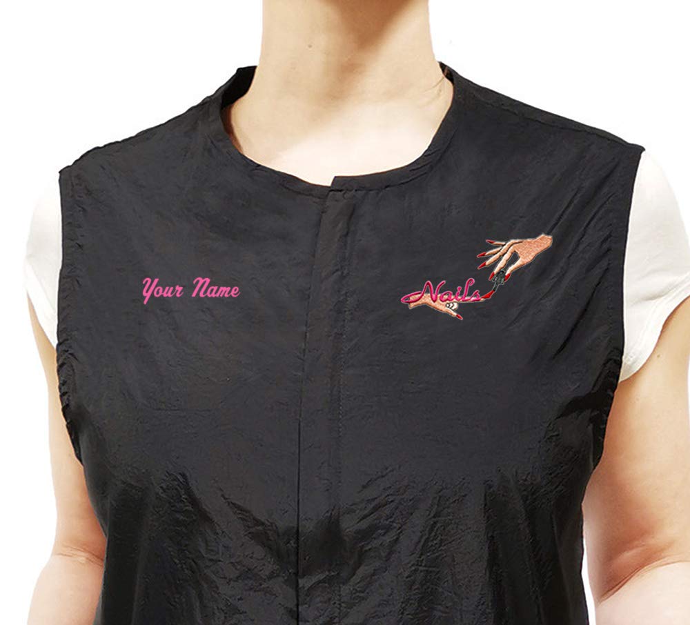 Jordan Sleeveless Vest with Personalized Name and Logo Embroidery for Stylist Barber Groomer Nail Tech Make-up Artist (XL, Black)