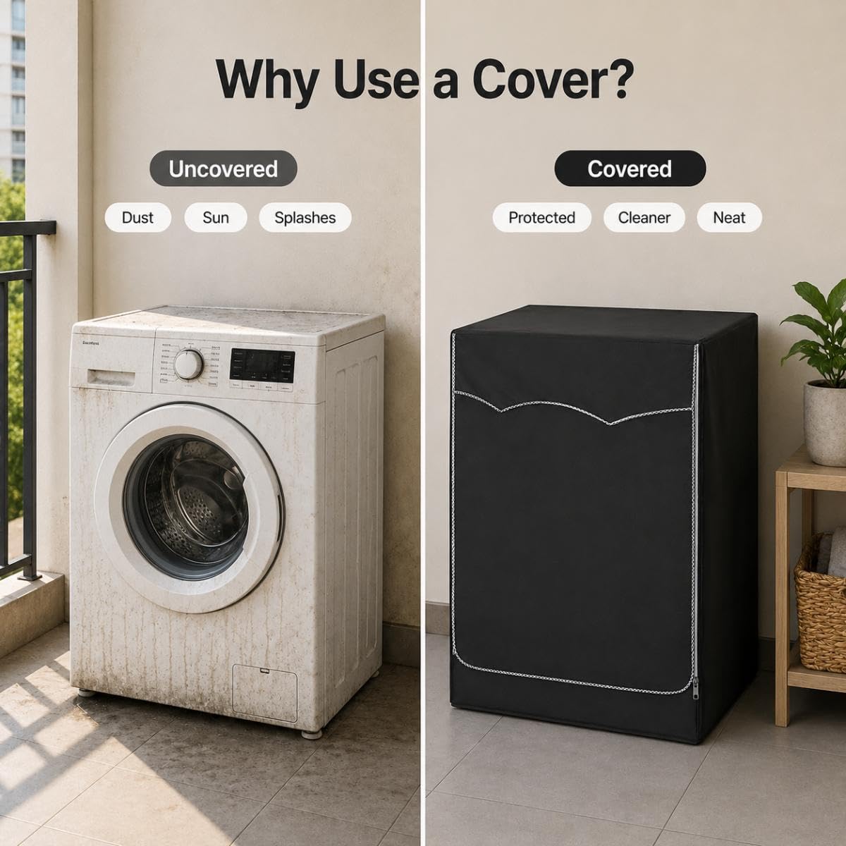 Coprilavatrice per Hoover HBQD413BL10GU-80 2025 2026+ | Copertura Lavatrice Esterno Impermeabile Copri Lavatrice con Apertura Anteriore Copri Asciugatrice Coperchio Lavatrice
