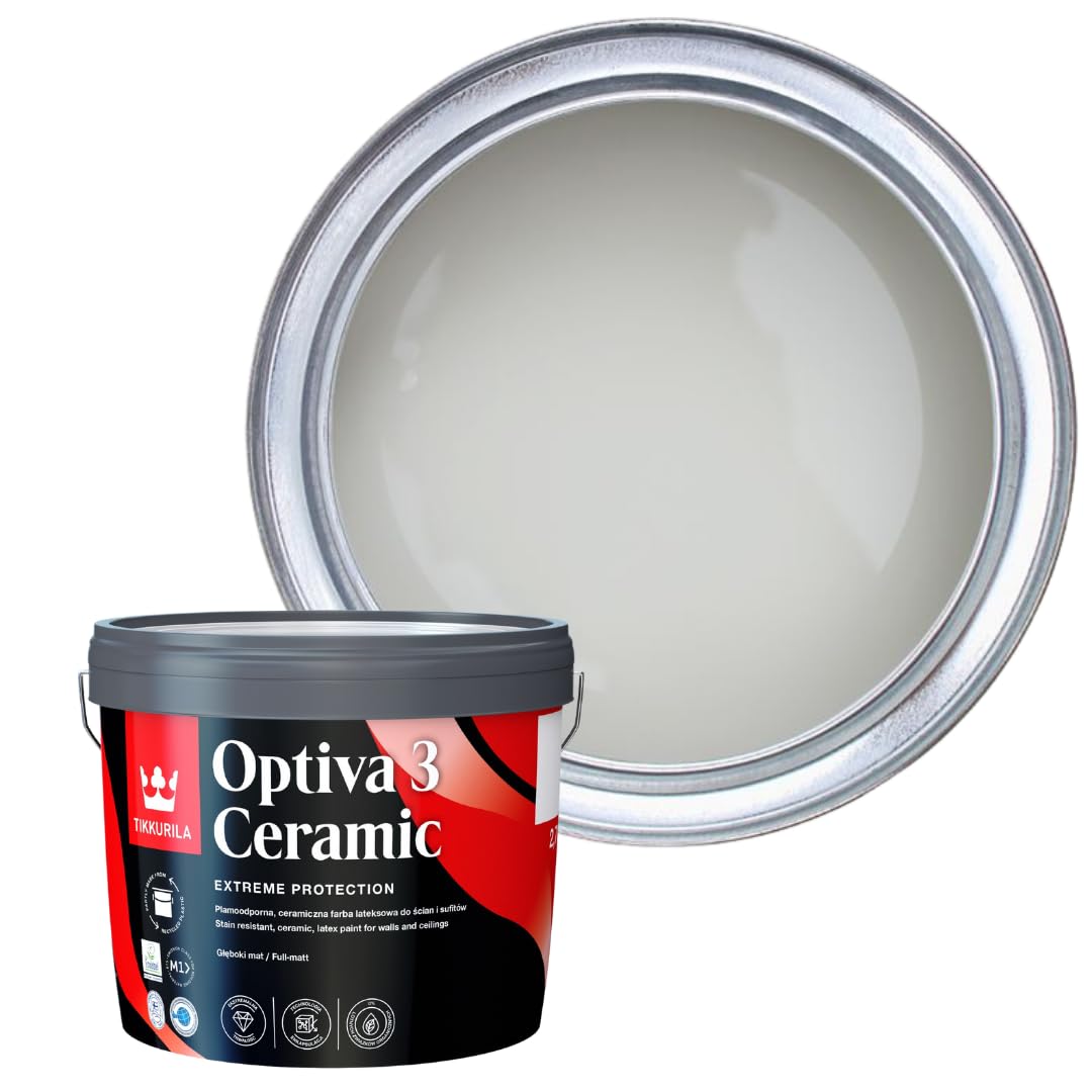 TIKKURILA Optiva 3 - Durable Super Flat Matt Paint For Walls & Ceilings - Zero VOC, Scrubbable, Easy To Clean (Tuft H495, 3 Liters)