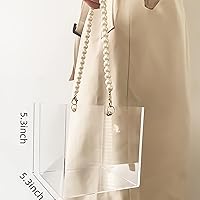 Vista 6 de Cesta de flores para niña, cesta de boda, cesta de pétalos con cinta de acrílico para confeti (perla)