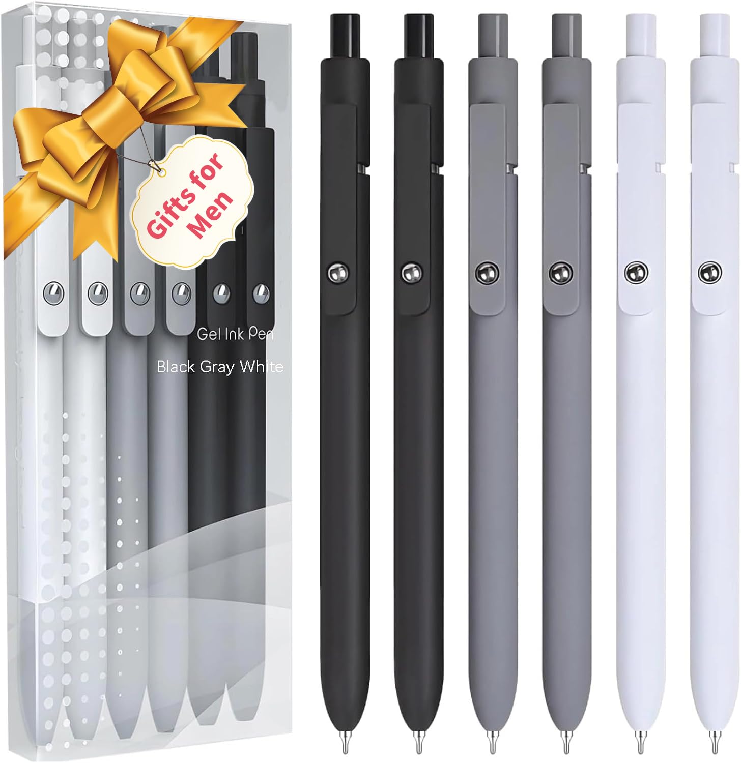 Vanhench 6Pcs Gel Pens, 0.5MM Black Gel Ink Pen Fine Point Smooth Writing Pens, College Essentials Pens, Father's Day Birthday Gifts for Men (6PCS