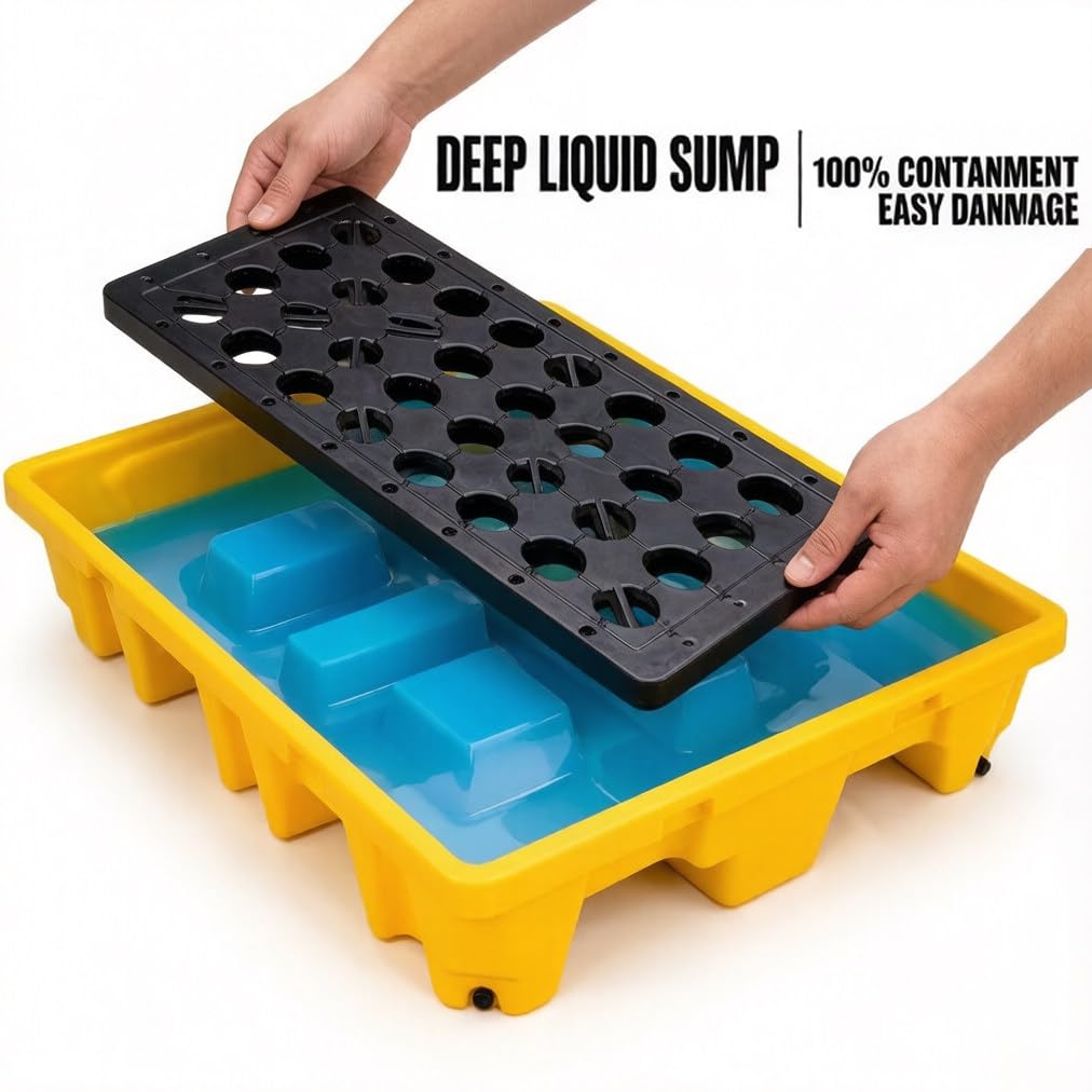 Plastikowy Pojemnik Na Tacę, Paleta Wychwytowa Z Górne Kraty, Piętrowa Platforma Wychwytowa Dostępem Do Zbiorników Na Olej Płyny 120X60X14cm