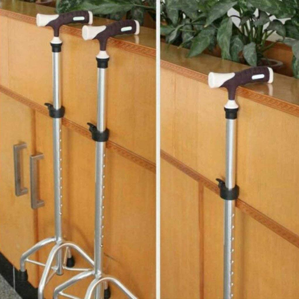 Stampelle Bastone da passeggio in lega di alluminio Stampelle antiscivolo Quattro angoli Bastone da passeggio a quattro artigli Camminatore in altezza regolabile per anziani disabili (Colore: bianco