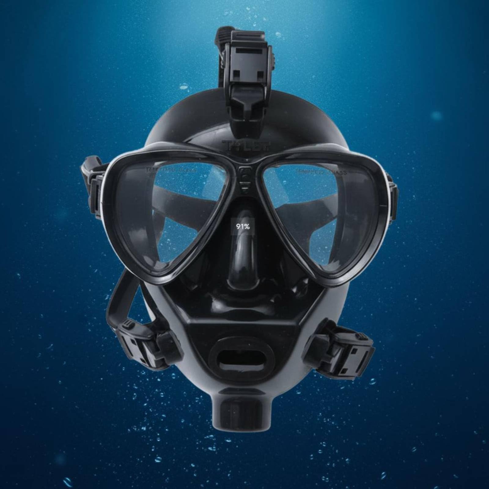 Maschera Facciale Subacquea Maschera Integrale Scuba Visiera Sub Schermo Facciale per Immersione con Lenti in Vetro Temperato E Gonna in Silicone per
