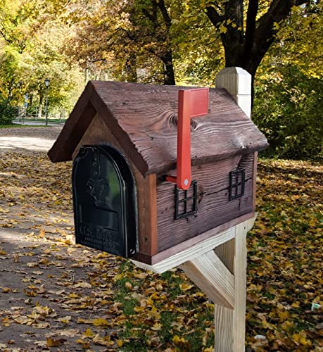 Rustic Mailbox Amish Handmade Wooden Rustic Reclaimed Lumber With Metal insert For USPS Approved