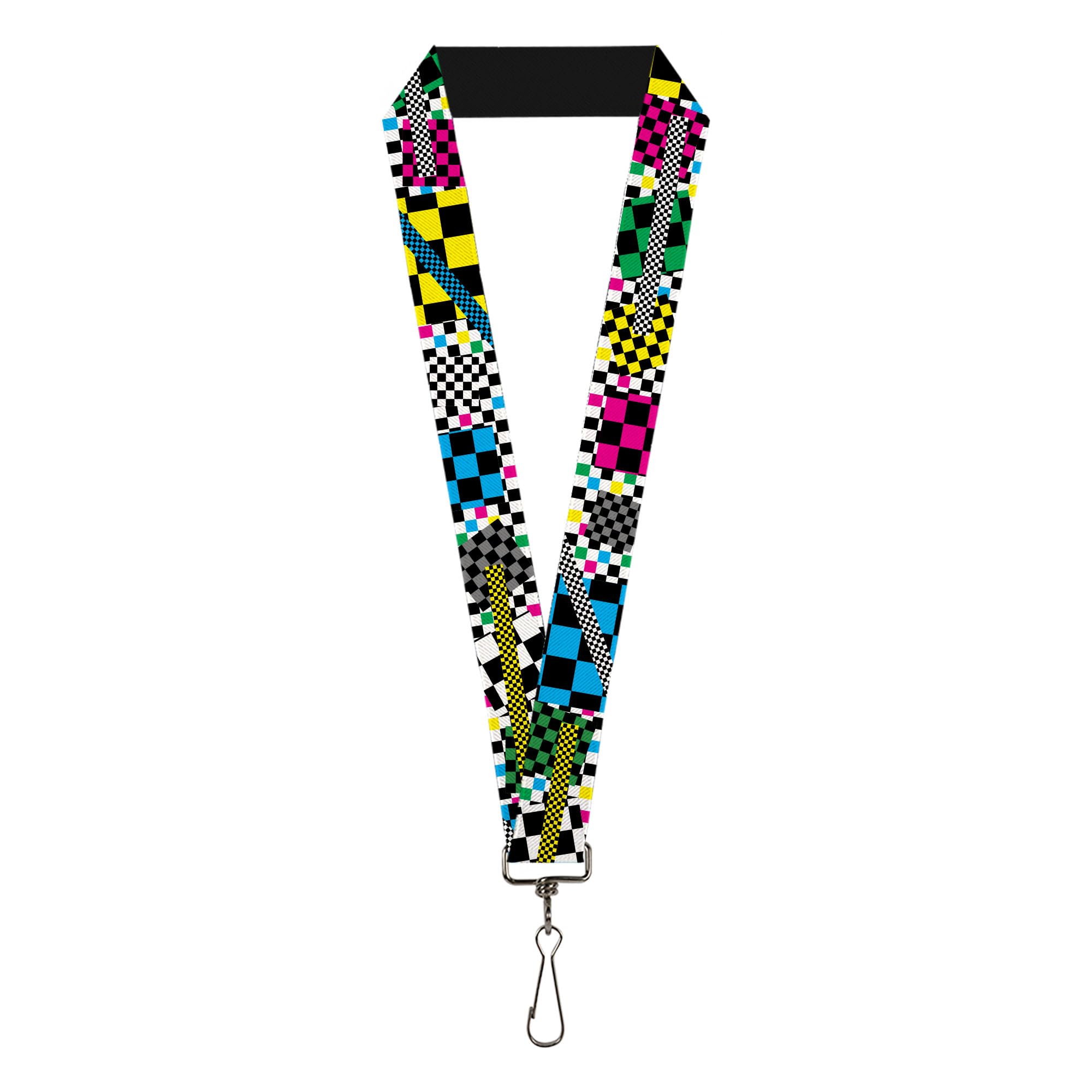 Buckle-Down Lanyard-1.0"-Funky Checkers Black/White/neon