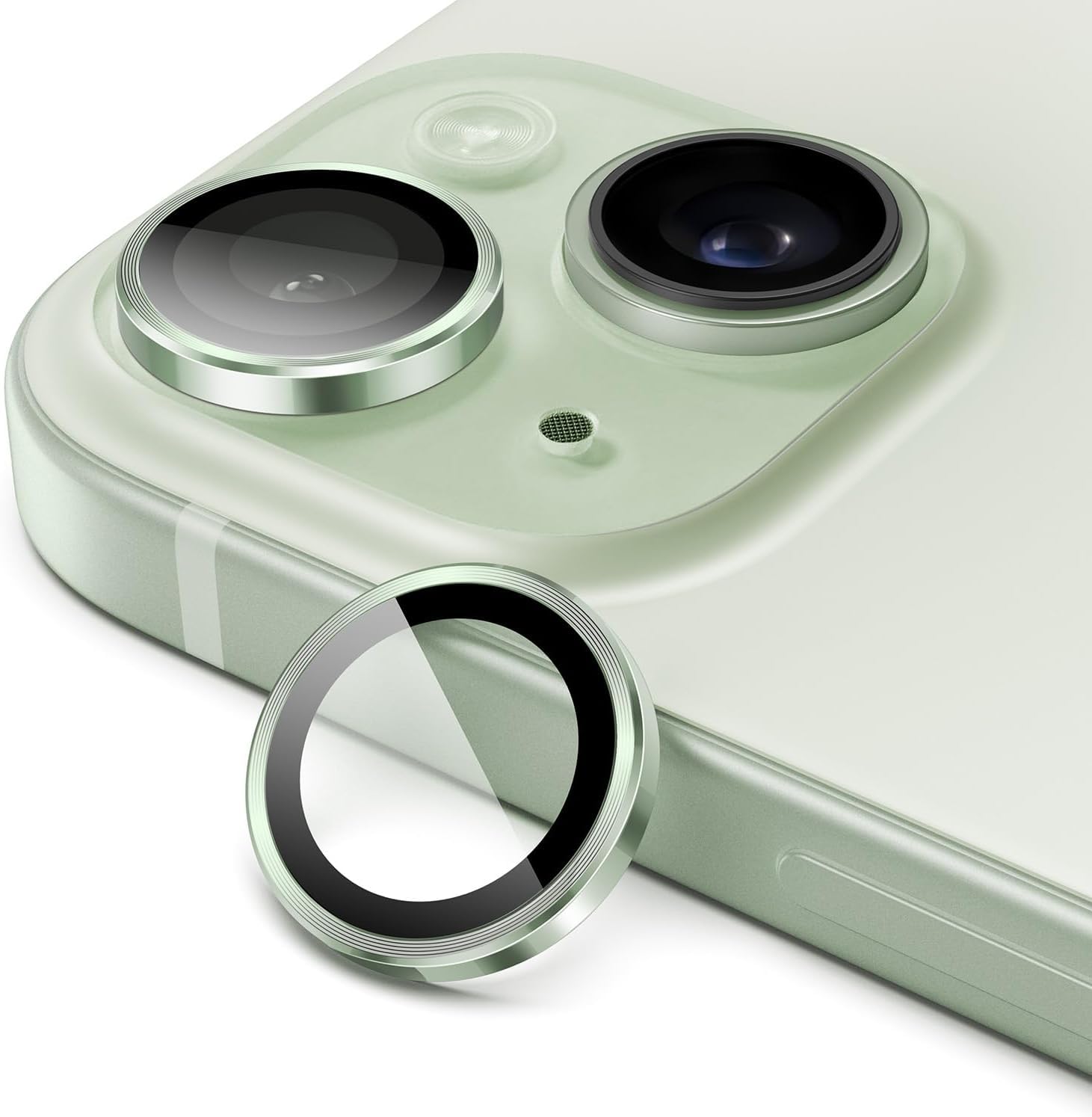 MAYBAL® Camera Lens Protector Compatible for iPhone 15 /iPhone 15 Plus - Alloy Metal Cover with Tempered Glass Screen Protector - Scratch Resistant, Easy Installation - Light Green (B0CRVJ64V3) Amazon Price History, Amazon Price Tracker
