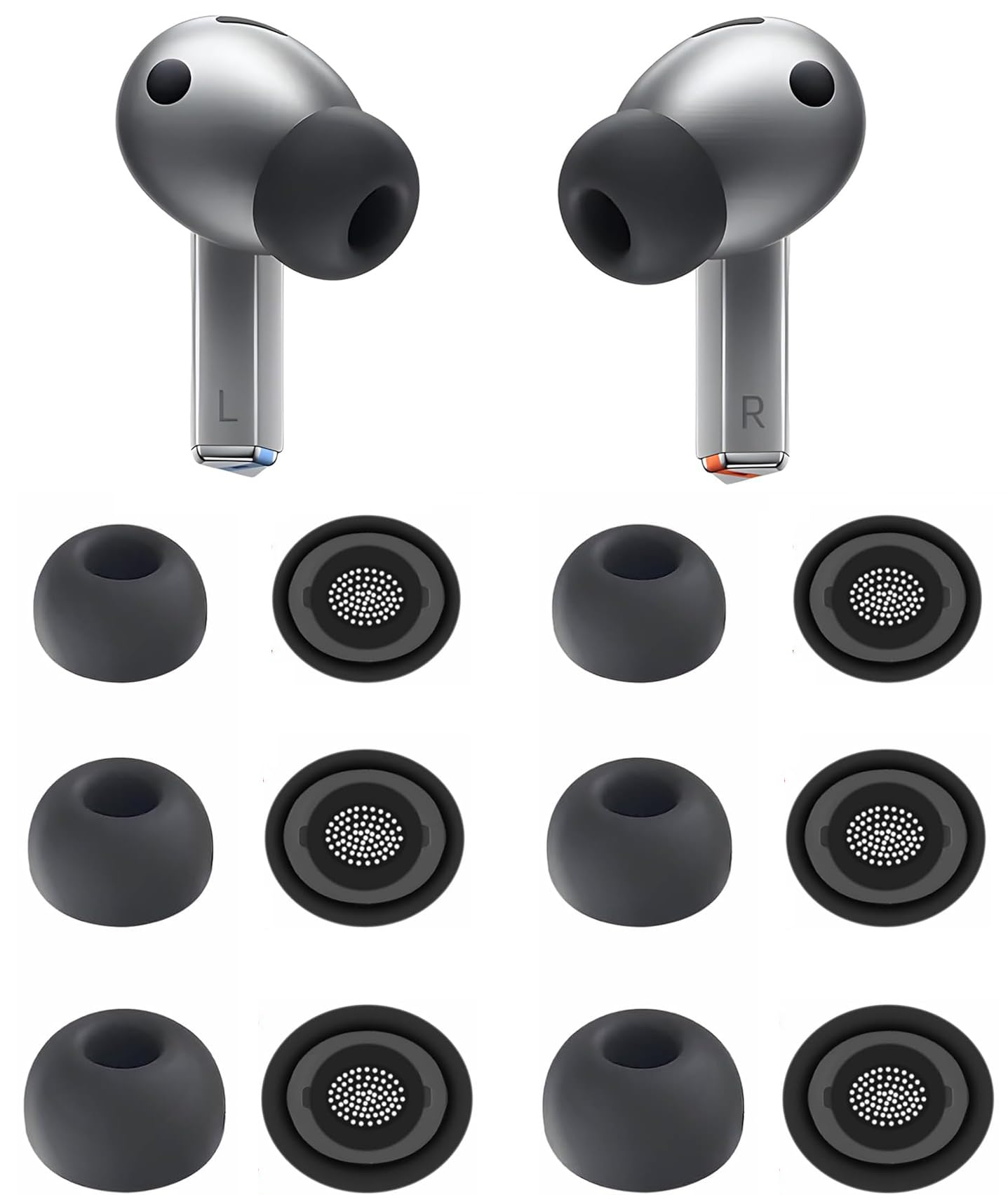 Rqker Eartips Compatible with Galaxy Buds 3 Pro SM-R630N Earbuds, 6 Pairs S/M/L Sizes Soft Silicone Tips Replacement Earbuds Tips, Compatible with