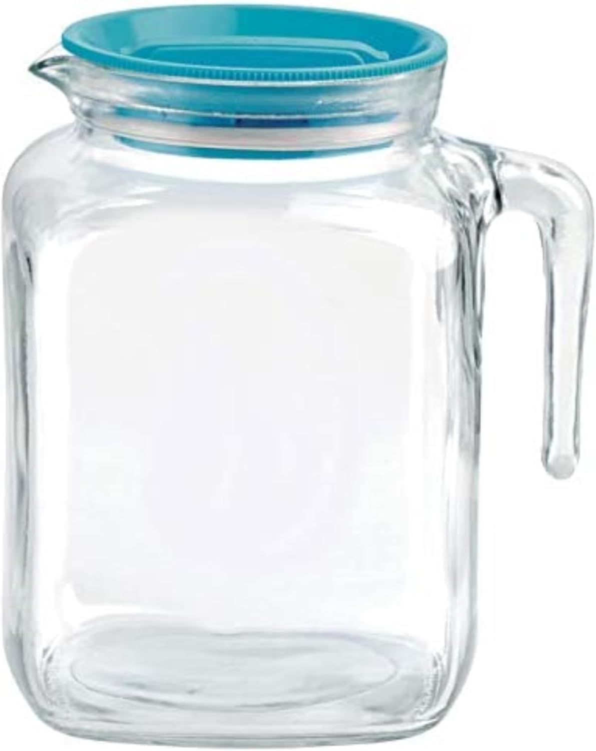 Bormioli Rocco Hermetic Seal Glass Pitcher With TEAL Lid and Spout 67.75 Ounce Great for Homemade Juice & Cold Tea or for Glass Milk Bottles