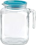 Bormioli Rocco Hermetic Seal Pitcher with Lid and Spout [68 Ounce] for Homemade Juice & Iced Tea or for Glass Milk Bottles, Clear