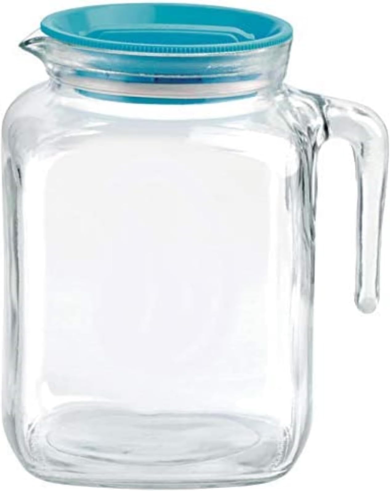 Hermetic Seal Glass Pitcher With TEAL Lid and Spout 67.75 Ounce Great for Homemade Juice & Cold Tea or for Glass Milk Bottles