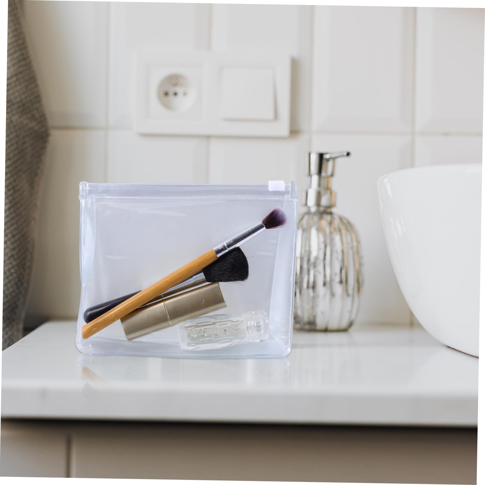 POPETPOP 20pezzi Trasparenti Per Cosmetici Impermeabili Con Zip Organizer Da Viaggio Per Trucco e Toiletries Per Palestra e Bagno