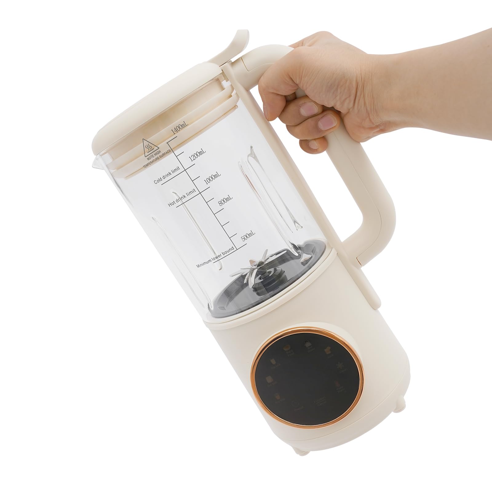Macchina per latte di soia, 1400 ml, pulizia automatica, 800 W, multifunzione, per noci, semi di soia, cereali, 29,6 x 13 cm, in acciaio inox