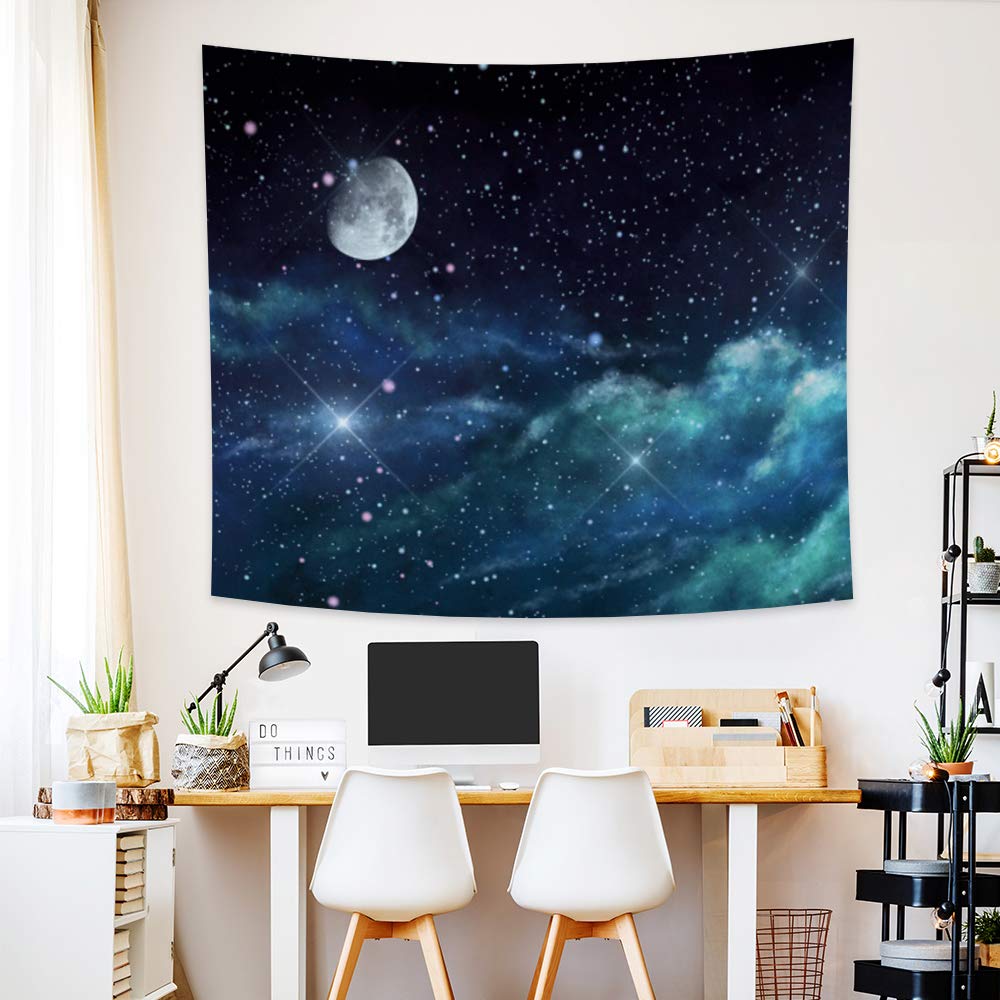 Tapisserie Galaxie 130 X 152 Cm - Décoration Murale Étoilée Pour Chambre, Salon - Tissu Polyester Doux Et Durable