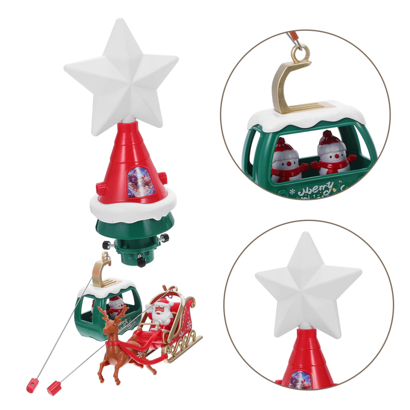 Ciieeo Étoile de Sapin de Noël Lumineuse Rotative Décoration Festive pour Sapin avec Traîneau du Père Noël pour Intérieur et Extérieur