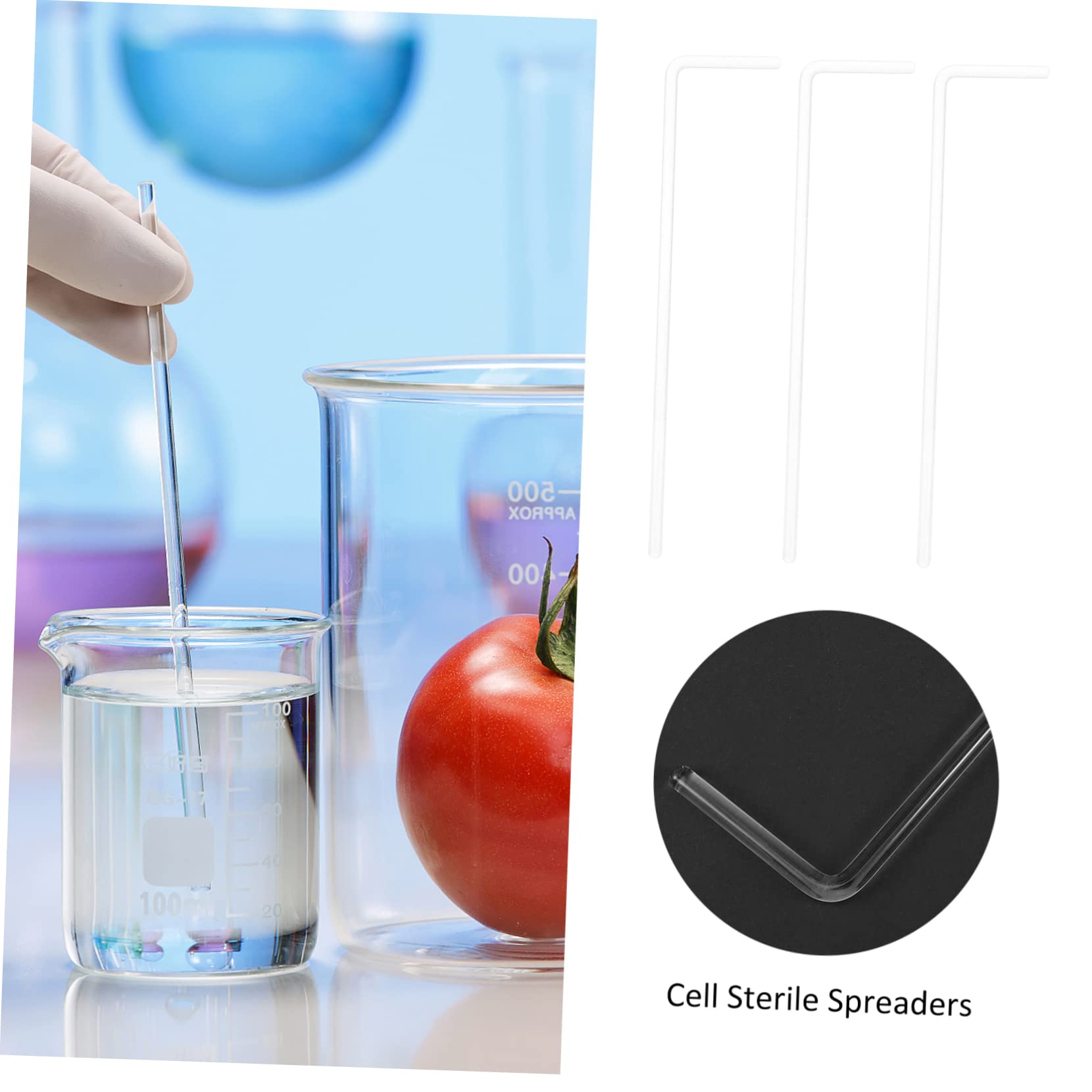 KICHOUSE Professional Cell Spreaders 3pcs Glass Spreading Rods Lab Spatula Wide Spreading Cell Labs Equipment