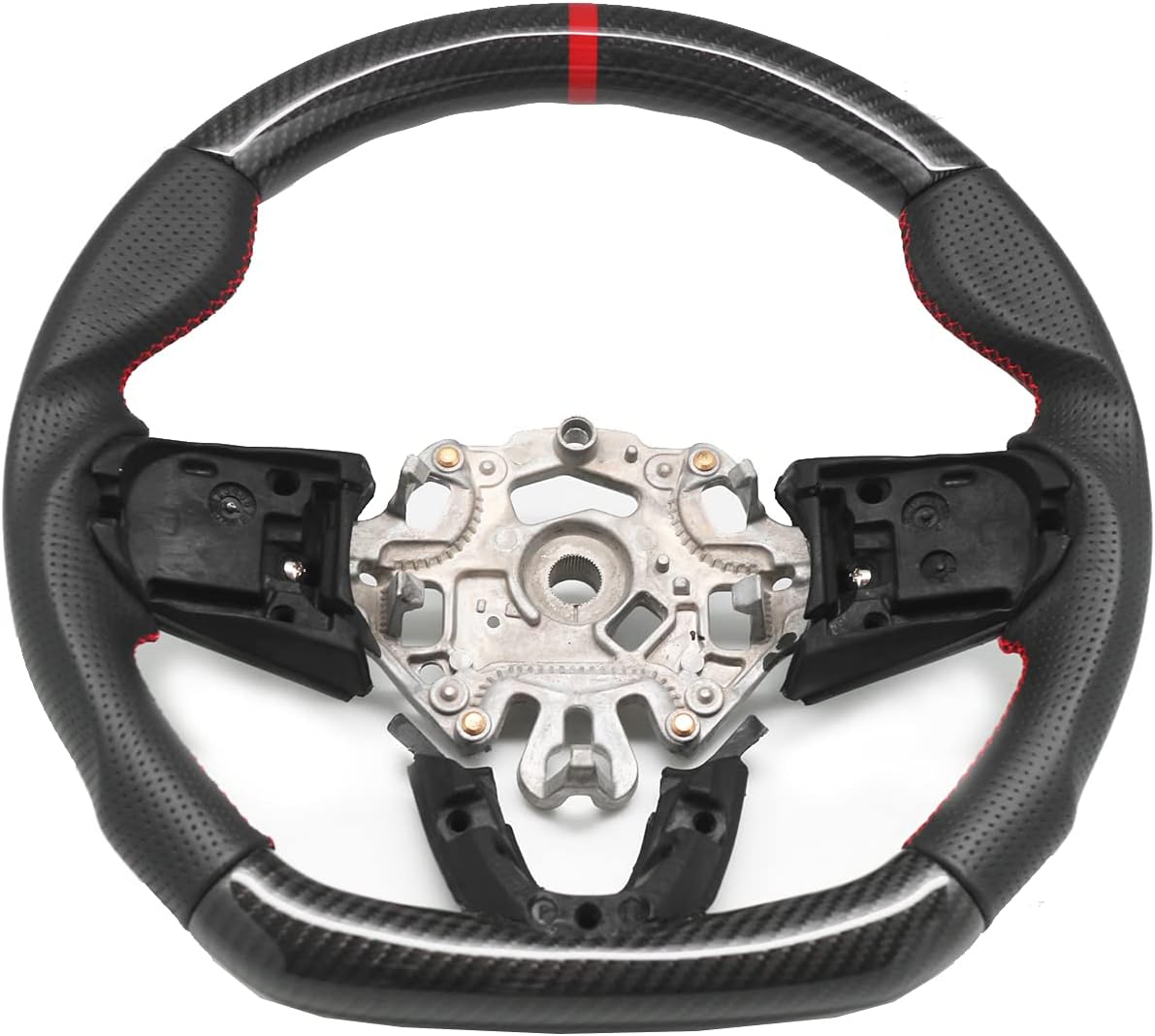 Interior Accessories Steering Wheel Compatible With 2014 2015 2016 2017 2018 2019 2020 F56 F57 F58 S JCW Carbon Fiber Leather Red Stitching Red Stripe