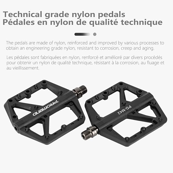 Bicycle Pedals MTB Nylon Non-Slip BMX Spinning Surface Enlarged Chrome Molybdenum Steel Bearing Axles (Yellow)