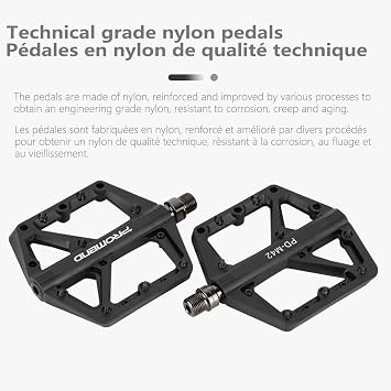 Bicycle Pedals MTB Nylon Non-Slip BMX Spinning Surface Enlarged Chrome Molybdenum Steel Bearing Axles (Yellow)