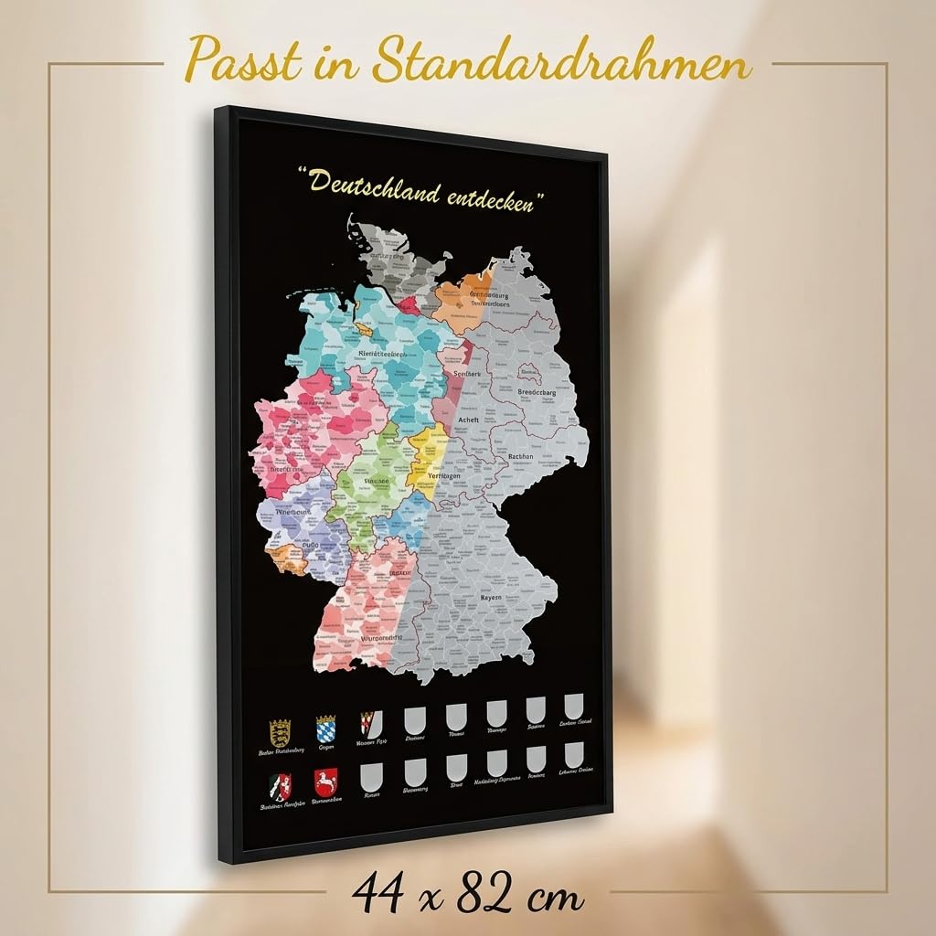 Scratch Rubbelkarte Deutschland, Scratchkarte, Einfach Freirubbeln, wo Man Schon Gewesen ist, auch Sehr Schön als Wandkarte, ein Tolles Geschenk
