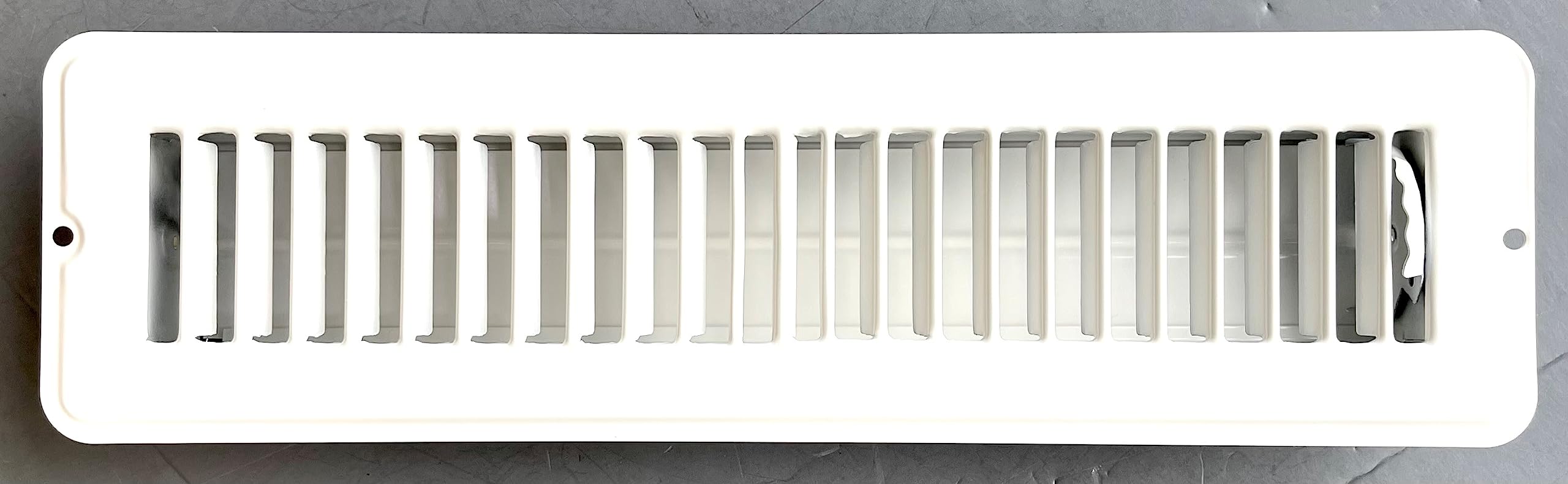 RV and Home White Stamped Steel Floor Diffuser/Register with Damper 12" X 2" (Duct Opening Size) Outside Dimension 13.5"x 3.75"