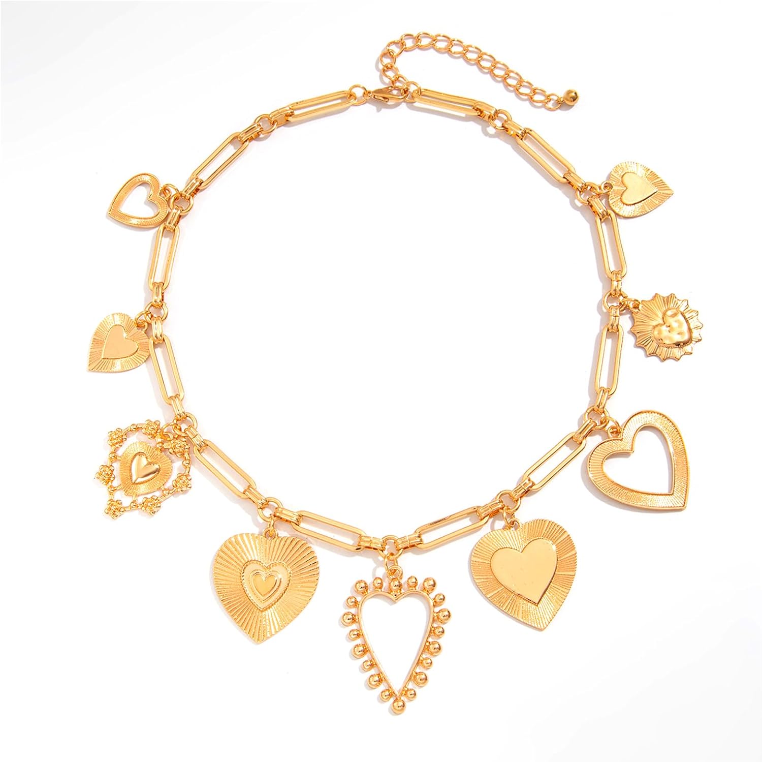 Charm Heart Necklace for Women Chunky Gold Big Heart Pendant Necklaces Multiple Hearts Statement Chain Necklace Trendy Party Jewelry Accessories Gifts - Image 7