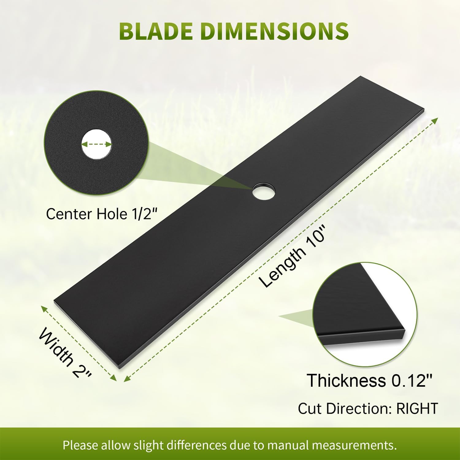 10" x 2" Edger Blade with 1/2" Center Hole, Compatible with M clane, P ower Trim, T ru-Cut, T anaka Edger, Replaces 2059, 375-352, 40-503, 40-409, 0.12'' Thick, Heat treated Edger Blade, 10 Pack