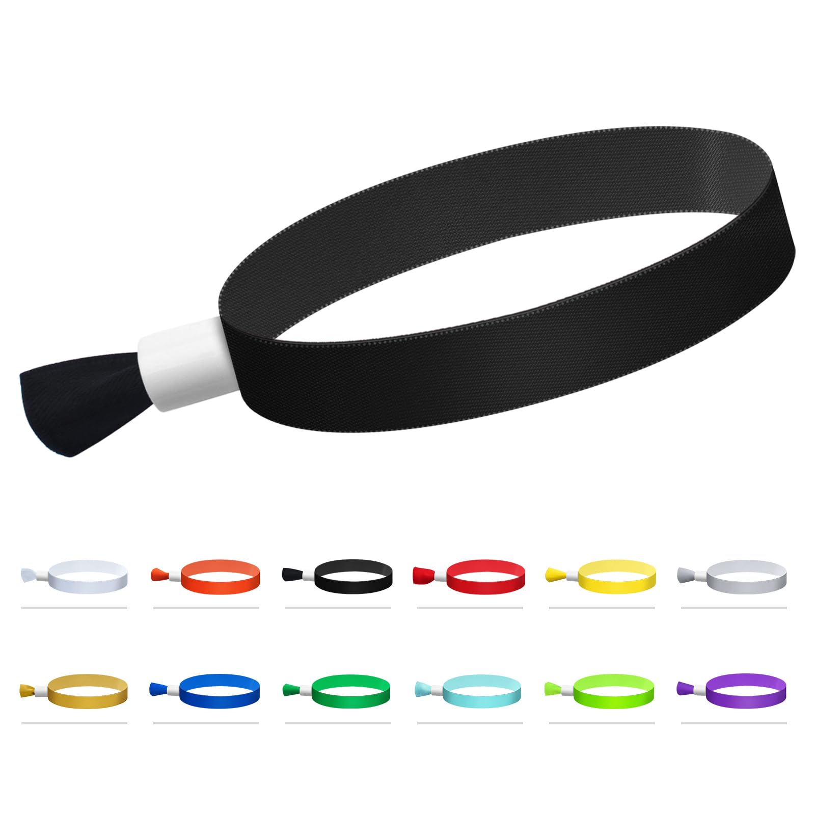 Green-Power America 100 Pcs Cloth Event Wristbands, Event Wristbands, Colored Wrist Bands for Events, for Lightweight Concert Wrist Strap for Activities, Party Bracelets for Events (Color : Black)