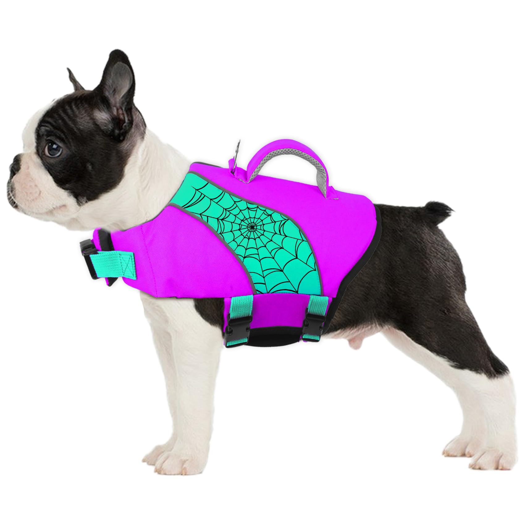 Fragralley Gilet de sauvetage pour chien avec flottabilité élevée, bandes réfléchissantes, poignée de sauvetage, réglage réglable, boucles à dégagement rapide, nylon résistant aux déchirures