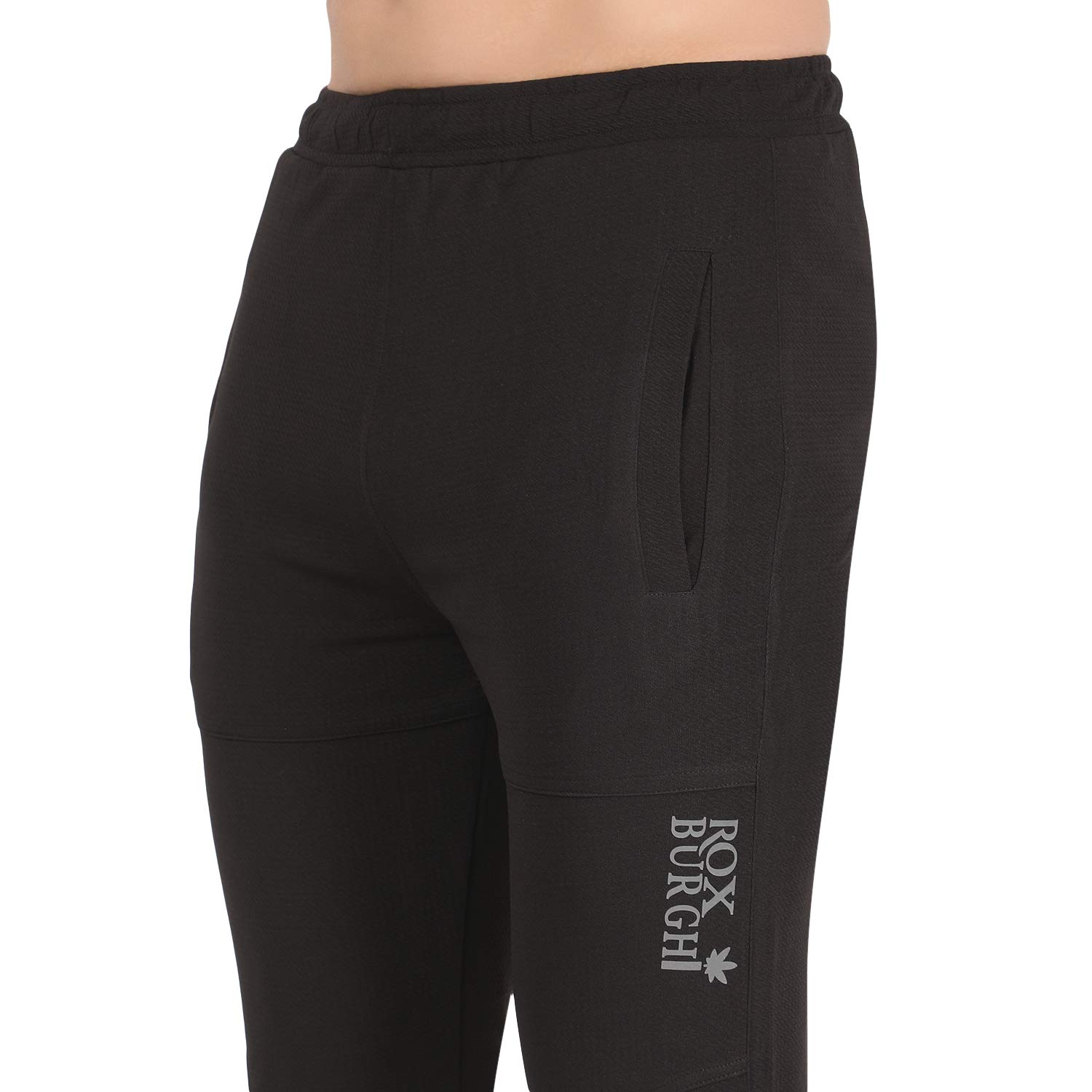 ROXBURGHI Men's Slim Fit Black Track Pants (Medium) 3