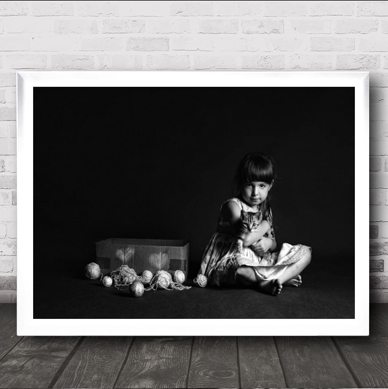 Fingerprint DesignsTiny Love Portrait Girl Half Body Cat Captive Animal Petbox Wall Art Print