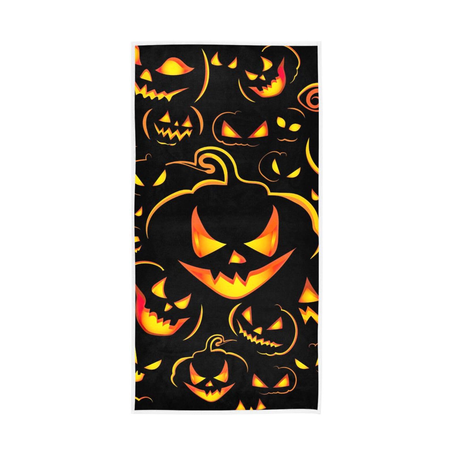 LSRCPD Halloween Pattern Pumpkin Black Kitchen Hand Towels, 15 x 30 Inches Absorbent Hand Towel, Spa Towels for Facials Hand Towels Bathroom
