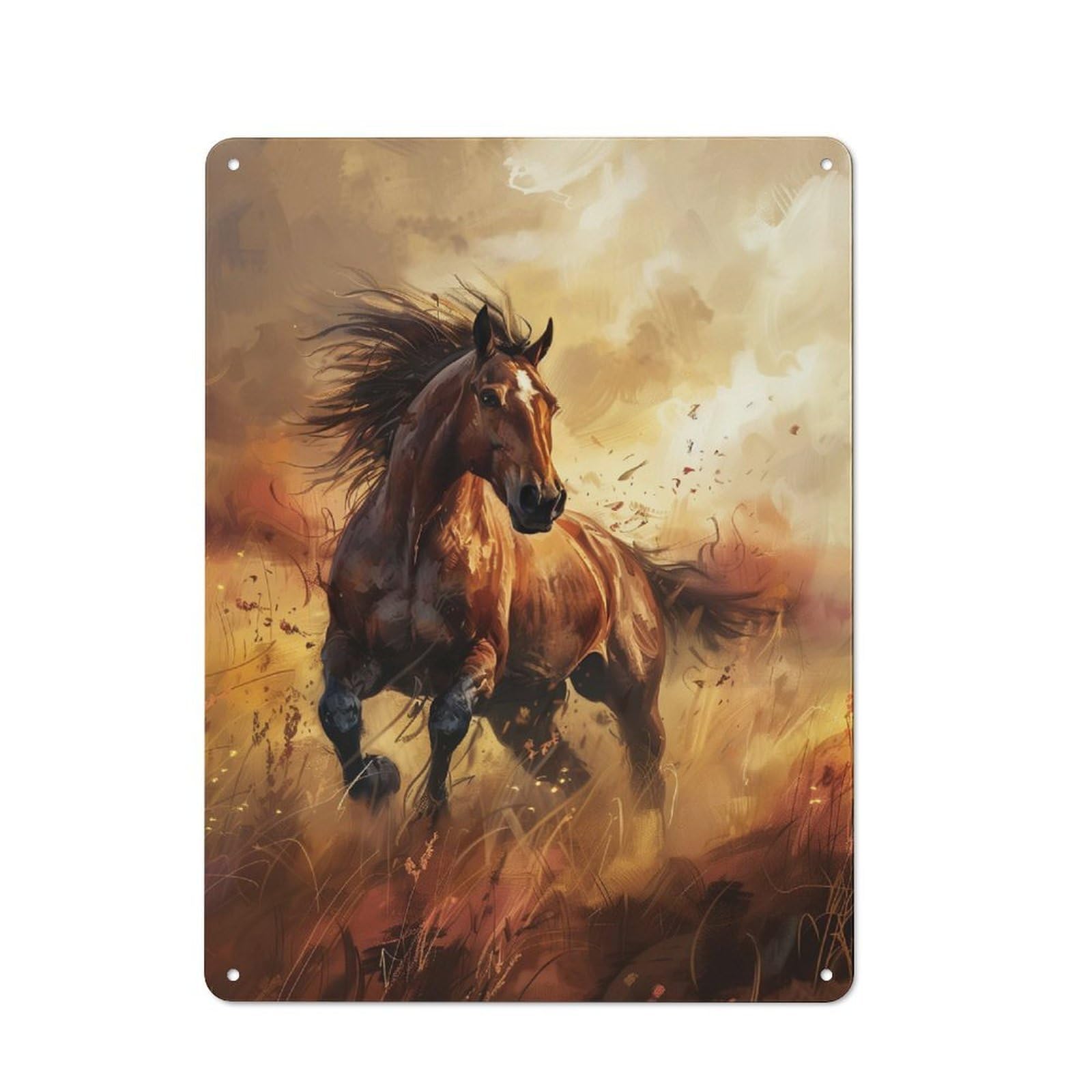 Junmoney Style-3 Vintage Metal Plaque 40X30cm Featuring Horse Animal For Hallway Wall, For Wall Display Collectors