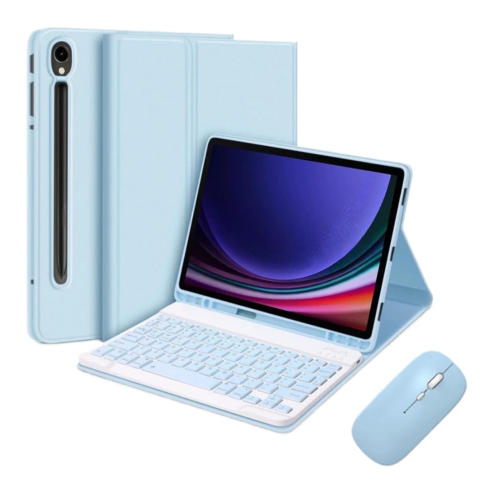 Étui clavier Bluetooth rétroéclairé 7 couleurs Samsung Galaxy Tab A7 souris - 8