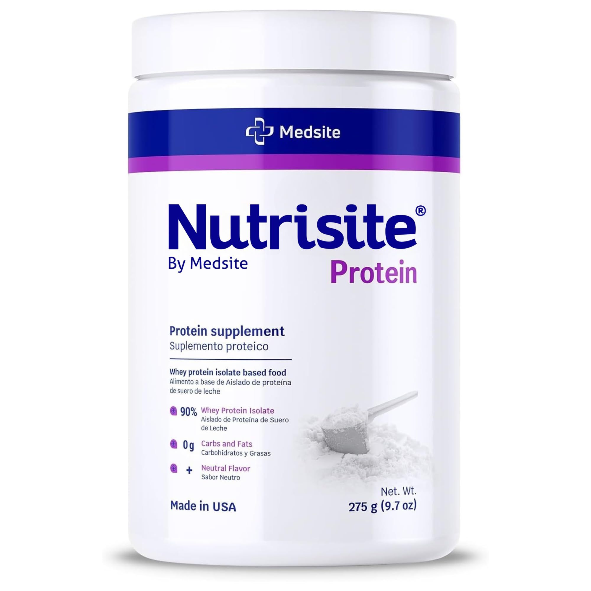 Medsite Whey Protein Isolado em Pó 90% Sem Sabor 275 g