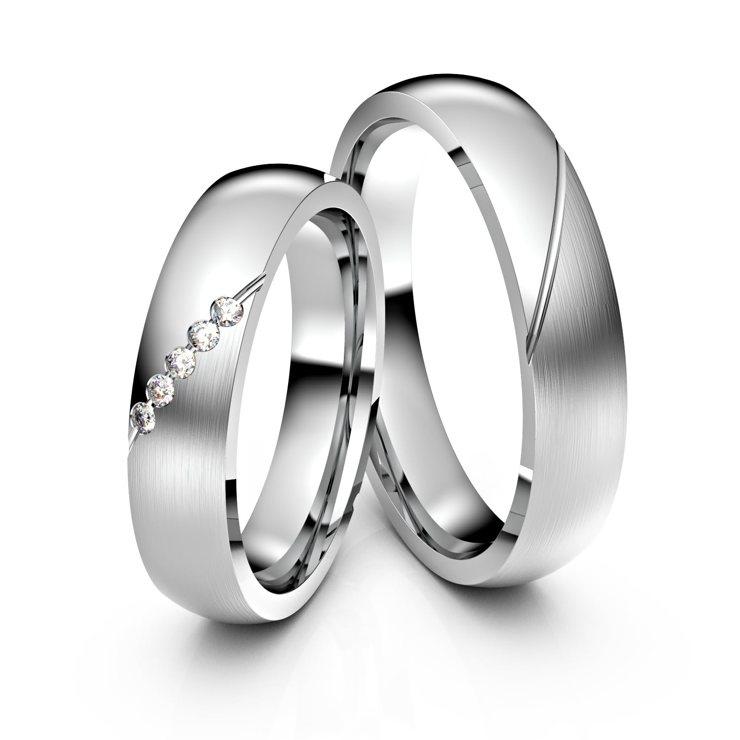 Partnerringe für Sie und Ihn - Edelstahl Partner Ringe mit Gravur & Zirkonia - Paar-Ringe, Eheringe, Verlobungsringe - Geschenk für Valentinstag, Jahrestag - Modell E011