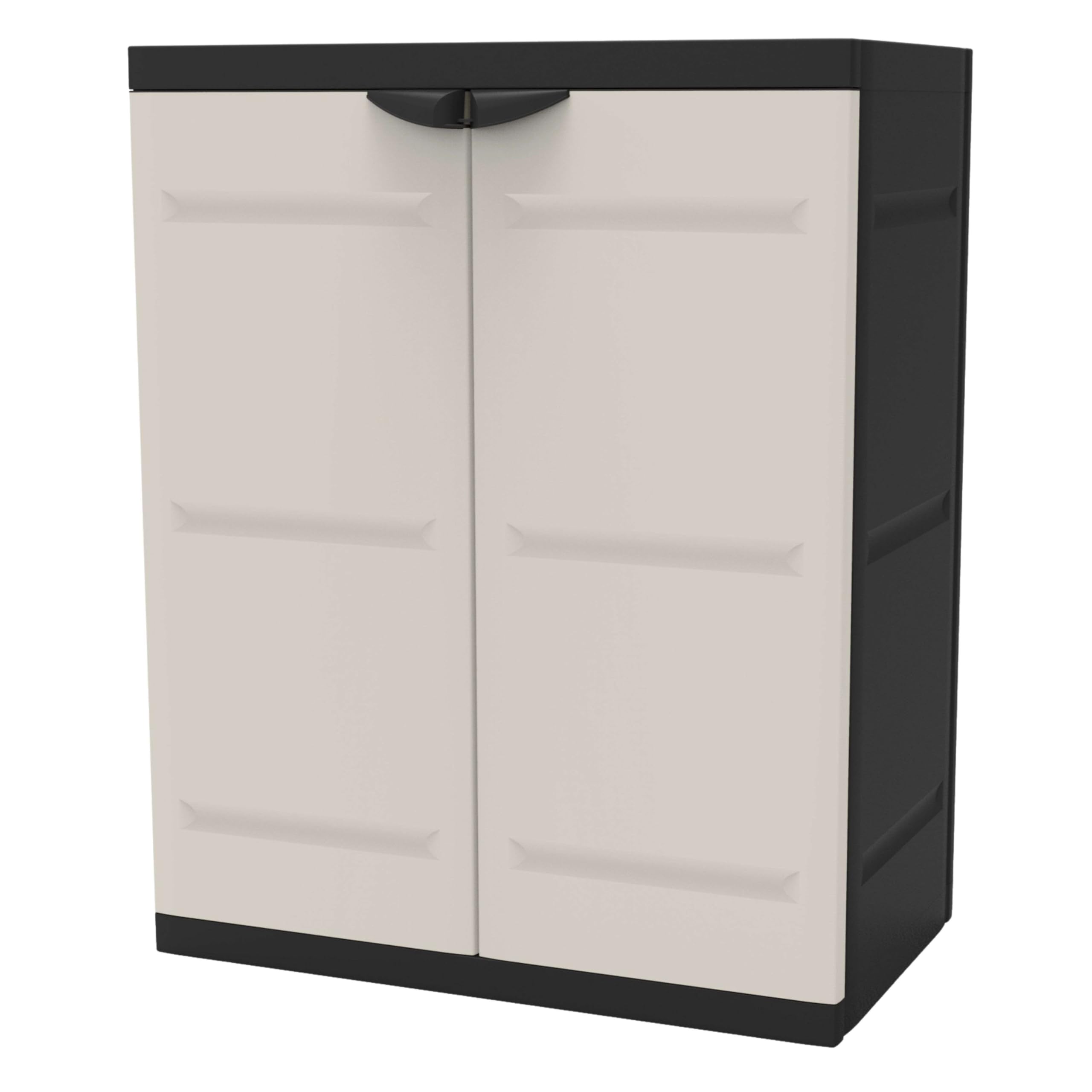 Miroytengo Armario 2 Puertas y 2 Estantes Internos, Armario Bajo de Exterior, Armario de Resina Titanium Negro 70x88x41 cm