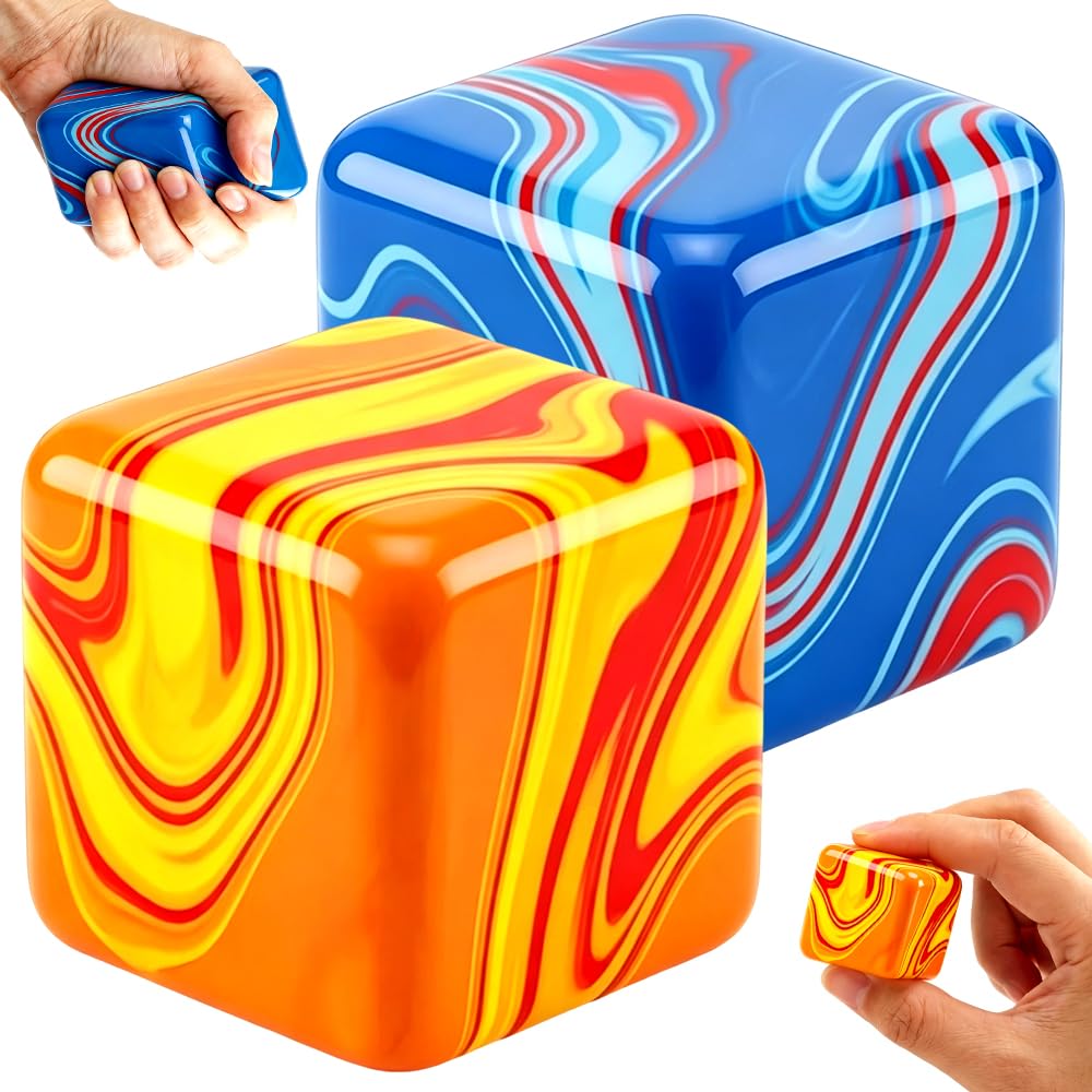 Spiritzohic 2 Pack Squishy Stress Cube & Fidget Toy, Fidgets Toys Stress Cube Squishy Toy Sensory Fidget, Soft Hand Squeeze Toys for Anxiety Relief Desk for Focus ADHD Autism Classroom Office — image 1