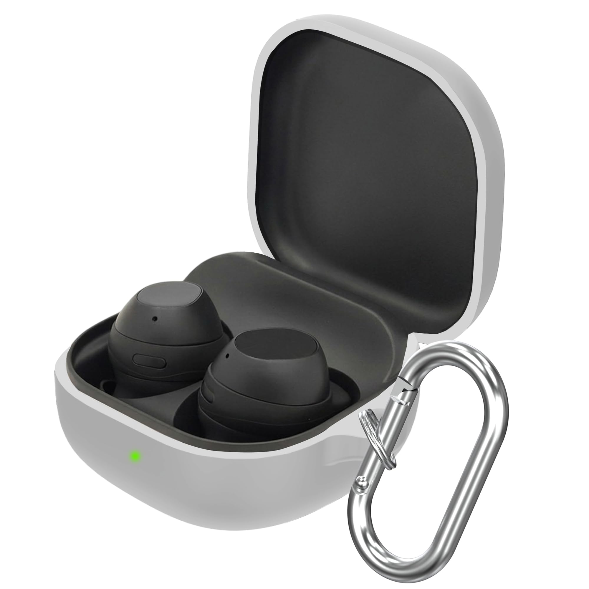 Sounce Soft Silicone Protective Case Cover Compatible with Samsung Galaxy Buds Core Shockproof Lightweight Earbuds Cover with Metal Carabiner Keychain for Office, Gym and Everyday Use(Grey)-picture-21