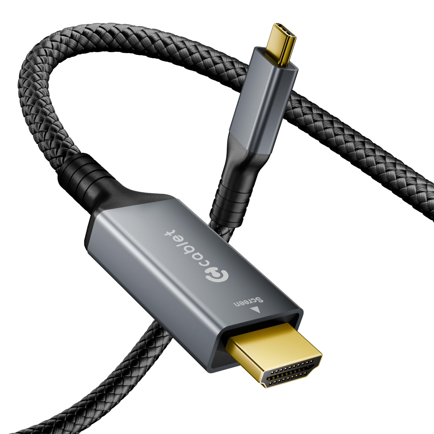 CABLET Type C to HDMI 1.8 meter Cable, 4K@60Hz, USB C to HDMI Converter Cable, 18Gbps High Speed, 3D & HDR, Aluminum Shell Gold Plated Braided Cord for Mobile, MacBook, Laptop, Monitor, TV-image-8
