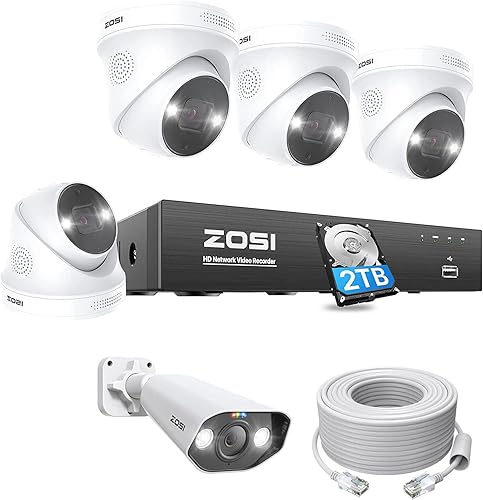 Miniatura 1 de ZOSI Sistema de cámara de seguridad PoE de 8 canales 4K Spotlight con detección de vehículos personales audio de 2 vías visión nocturna a color NVR