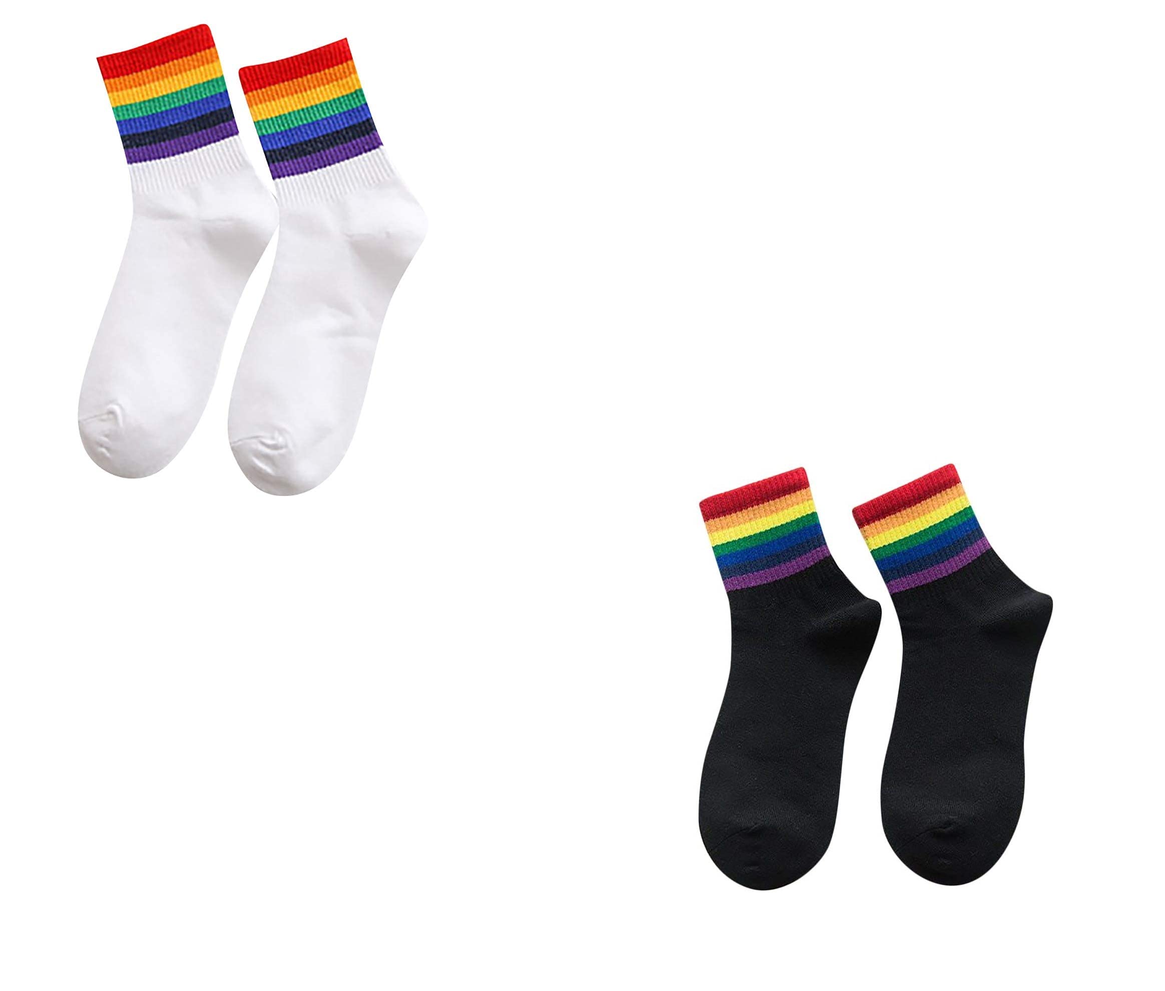 GeekmonkeySummer Girls Rainbow Pattern Ankle Socks Letters Thin Breathable Women Fashion Short Socks Candy Color Student College Style Socks Sports Yoga Sock