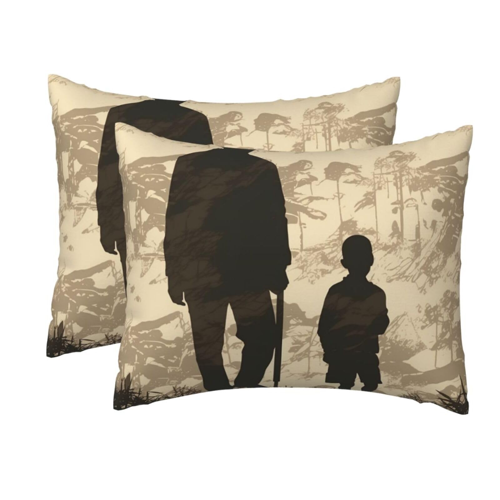 2 Pack Standard Size Pillow Cases for Hair and Skin Soft Breathable Pillow Case Covers with Hidden Zipper Son and Father Silhouettes Pillowcase 20x26 Inches Pillow Cover for Sleeping Gift