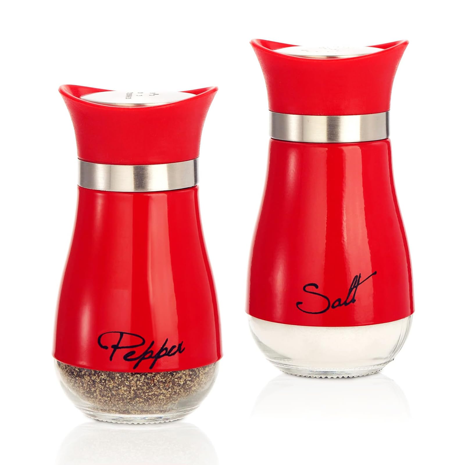 Pack of 2 Salt and Pepper Pots Salt and Pepper Shaker Salt Shaker Salt Pot Kitchen Accessories (Red)