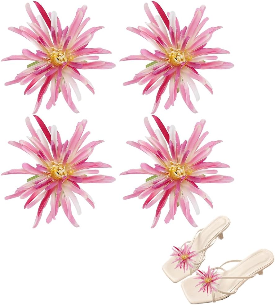 Flower Shoe Clips Removable Reusable Floral Shoe Clips Decorative Cloth Petals for High Heels Flats Bridesmaid Gift Daily Outfit Light Steel