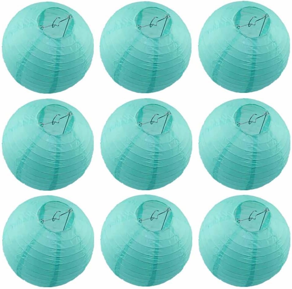 10 PCS 8" Blue Round Paper Lanterns Robin’s Egg Blue Lanterns