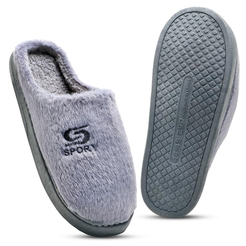 Image of Unisex Winter Flip Flop Slipper for Men and Women Soft Faux Fur Slip On Indoor Home Slides Slipper for Bedroom Sandals