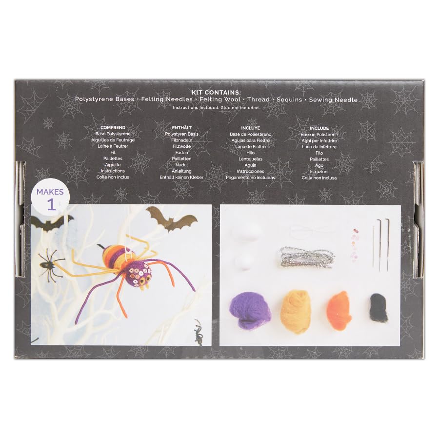 Simply Make Needle Felting Kit Halloween Spider, Including Wool, Needles, Tools, for Beginners Needle Felting Craft Kits - Image 2