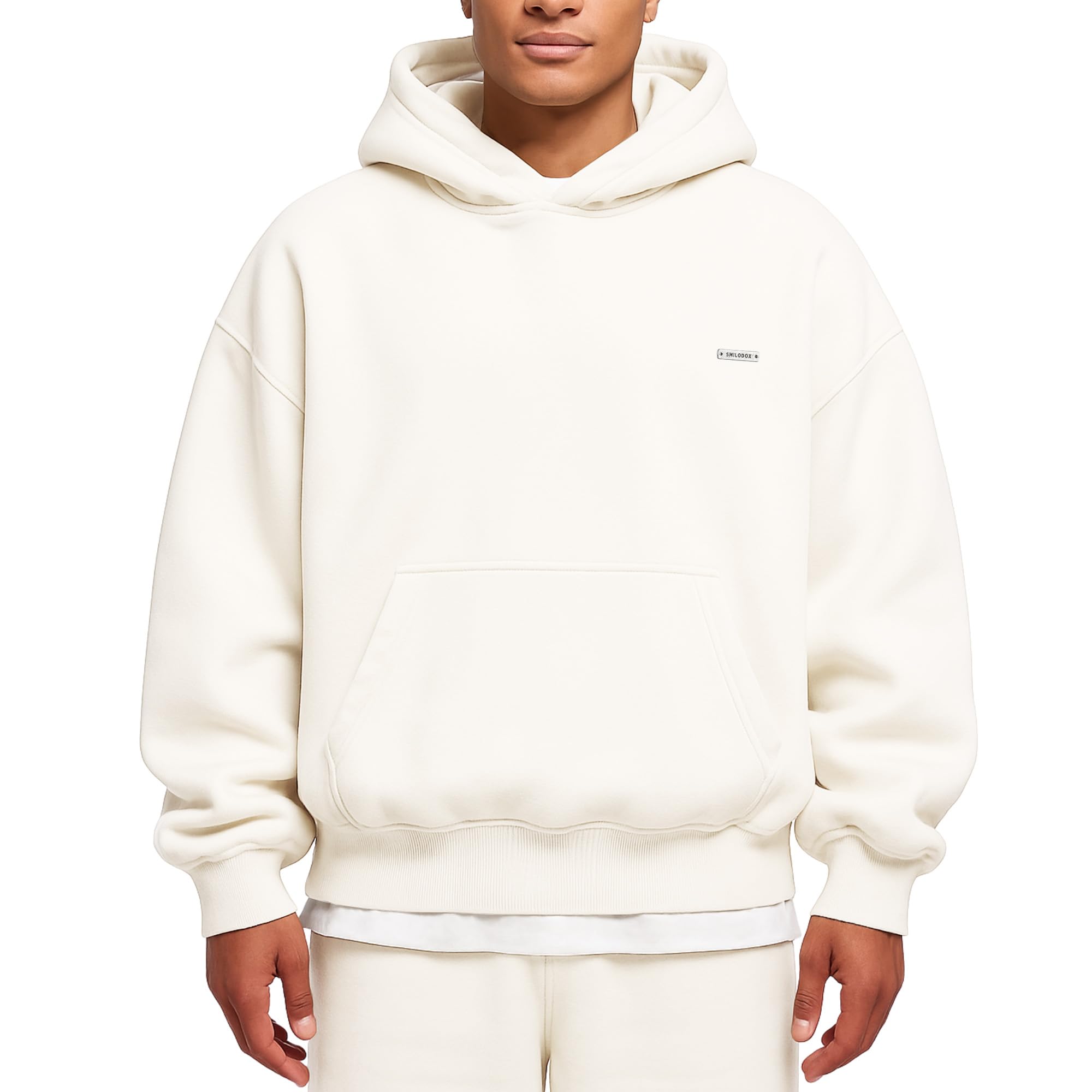 SMILODOX Dawson Hoodie Herren - Oversize Kapuzen Pullover - Langarm Hoody Sweatshirt, Optimal für Sport, Streetstyle und Alltag, Bequem und Vielseitig Kombinierbar, Größe:XL, Color:Creme